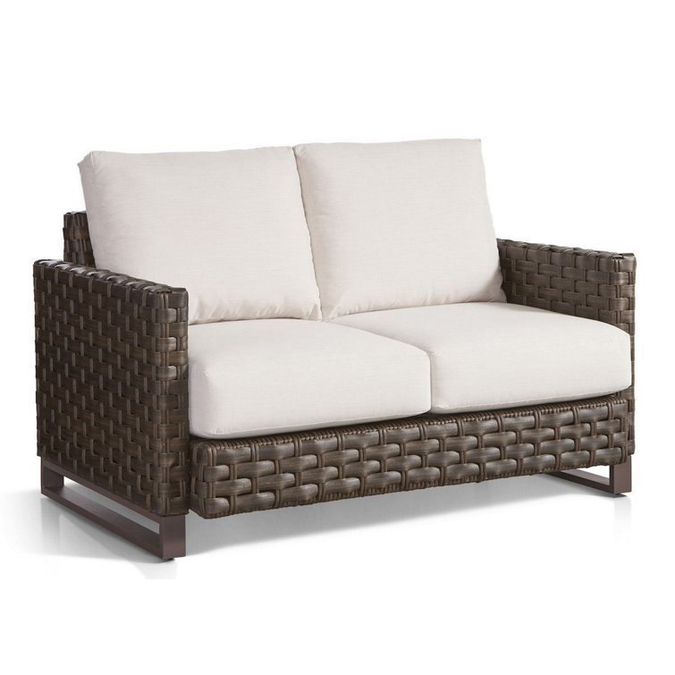 Latitude Run® 55'' Wide Outdoor Wicker Loveseat with Cushions Wayfair